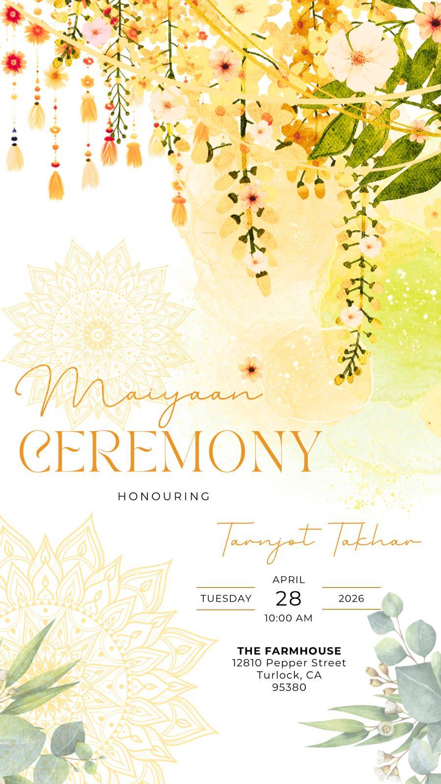 Maiyaan Ceremony Invitation